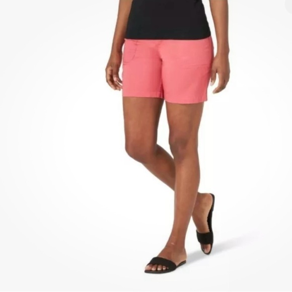 Lee Shorts Women 18 Bermuda Mid Rise Regular Comfort Fit Rose Garden - Picture 2 of 11